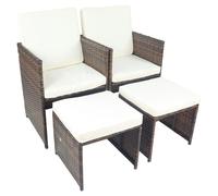 Vcm Vcm Set De 4 Chaises De Jardin Chaise De Salon Fauteuil En Rotin Chaise De Balcon Coussin D'assise Camping Repose-Pieds Tabouret Raloso Marron