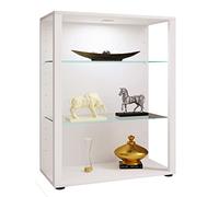 VCM Vitrine de Collection Bois Verre vitrine Stand vitrine Glasol L Blanc 90 x 70 x 35 cm 2 Étagères en Verre Réglables