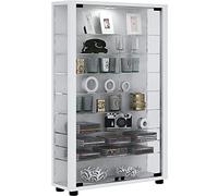VCM vitrine en Verre Colonne Bois Verre vitrine de Collection vitrine de Verre vitrine Stand vitrine Lumo Mini Blanc