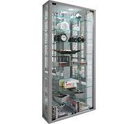 VitrosaMaxi citrine accroché au mur avec miroir 2 portes en verre couleur argent.