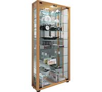 VCM Vitrine Lumo en Verre et Bois - Stand Collecteur avec Miroir - Hêtre