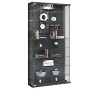 VCM Vitrine murale en verre Relas L anthracite, armoire vitrine salon, meuble vitrine colonne vitrine murale suspendue, 8 étagères réglables, dimensions 114x59x17 cm