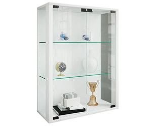 VCM vitrine Salon, Armoire vitrine, Meuble vitrine Salon, vitrine en Verre Colonne Vitrine Murale Suspendue vitrine en Verre vitrine Murale vitrine en Verre Udina Blanc