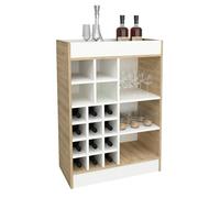 VCM Weinschrank | Maße ca. H. 100 x B. 70 x T. 38 cm | Küchenregal | Regal | Weinregal - Esilo Blanc/Chêne Sonoma