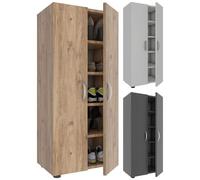 VCM XL bois Grande armoire à chaussures Commode à chaussures Étagère à chaussures Bottes Grande Ulas 5 compartiments Gris