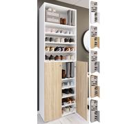Vcm Xl Bois Grande Armoire À Chaussures Étagère À Chaussures Grande Botte Meuble D'entrée Lona 10 Compartiments
