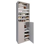 VCM XL Bois Grande Armoire à Chaussures Étagère à Chaussures Grande Botte Meuble d'entrée Lona 10 Compartiments Gris