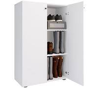 VCM XL Bois Grande Armoire à Chaussures Étagère à Chaussures Grande Botte Meuble d'entrée Lona 3 Compartiments Blanc