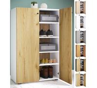 VCM XL bois Grande armoire à chaussures Étagère à chaussures Grande botte Meuble d'entrée Lona 5 compartiments Gris