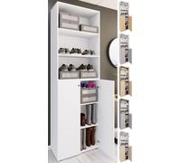 Vcm Xl Bois Grande Armoire À Chaussures Étagère À Chaussures Grande Botte Meuble D'entrée Lona 6 Compartiments