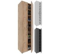 VCM XXL bois Grande armoire à chaussures Commode à chaussures Étagère à chaussures Bottes Grande Ulas 8 compartiments Brun