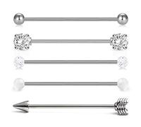 Vcmart 4pcs 316L en Acier Chirurgical Industriel Piercing Barres Set 38mm 14 Jauge Jewellery Styles Différents