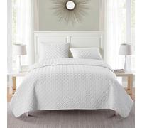 VCNY Home Parure de lit 3 pièces de Luxe Ultra Douce et Confortable, Motif géométrique Moderne pour décoration de Maison, hôtel, Blanc, lit Double/Grand lit