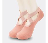 VCODWCSJO 5 Paires Chaussettes de Yoga Coton Silicone antidérapant Pilates Grip Force Serviette Non exposé Ballet Socks-Rose