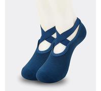 VCODWCSJO 5 Paires de Chaussettes de Yoga Coton Silicone antidérapant Pilates Grip Force Serviette Non exposé Ballet Socks-Bleu foncé
