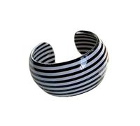 VCODWCSJO Bracelet jonc ouvert rétro noir blanc rayé géométrique large en résine épaisse en forme de C pour femme convient pour les vacances, Résine, résine.