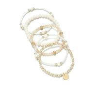 VCODWCSJO Lot de 5 bracelets de perles en résine pour femme avec breloques rondes et élastiques