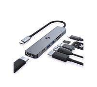VCOM 7-in-1 USB C Hub, Station d'accueil Double écran avec 4K HDMI, 1080P, 2*USB 3.0 Data, PD 100W, SD/TF Card Reader, USB C to Dual HDMI Adapter Compatible avec MacBook Pro, XPS, Pixelbook