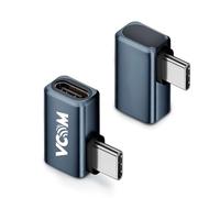 VCOM 80Gbps Adaptateur USB C à 90 degrés (Lot de 2), Connecteur USB4 Type C | 240W Angle Droit Type C Mâle vers USB C Femelle, Vidéo 8K@60Hz, Pour Thunderbolt 5/4, MacBook, téléphone, Tablette