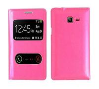 VCOMP® Etui Housse Coque Flip Cover View Compatible pour Samsung Galaxy Trend Lite S7390/ Galaxy Fresh Duos S7392 - Rose
