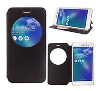VCOMP® Etui Housse Coque View Case Flip Folio Leather Cover pour ASUS Zenfone Live ZB501KL 5.0"/ Zenfone 3 Go (Non Compatible Zenfone Go ZB500KL) - Noir