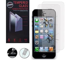 VCOMP® Lot 2 Films Vitre Verre Trempé de Protection d'écran pour Apple iPhone 5/ 5S/ SE - Transparent
