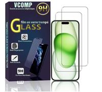 VCOMP® Pour Apple iPhone 15 Plus 6.7"": Lot - Pack de 2 Films de protection écran Verre Trempé