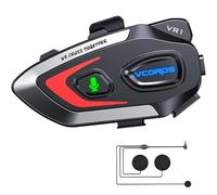 VCOROS Écouteurs Casque Moto VR1 Casque Moto Bluetooth pour Une Personne | Étanche IPX6 pour AI Commande Vocale Haut-Parleur Mains Libres,Contrôle d'appel Musique