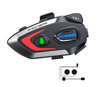 VCOROS Écouteurs Casque Moto,VR1 Casque Moto Bluetooth pour Une Personne Seulement,étanche IPX6 pour AI Commande Vocale Haut-Parleur Mains Libres,Contrôle d'appel Musique (Hard Mic)