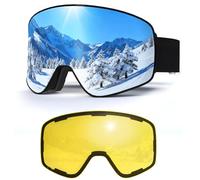 VCOROS Masque de Ski avec Magnétique Lentille Interchangeable,YH212 Lunettes de Ski OTG pour Unisexes Ajustables Anti Buée Coupe-Vent Anti-UV Lunettes de Snowboard pour Sports Hiver (01-Silver/Black)