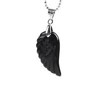 VCPC Collier Pendentif Pierre Précieuse,Colliers D'Obsidienne Noire d'ailes d'ange De Mode, Pendentif Chakra De Guérison, Pendentif Porte-Bonheur Colliers Bijoux pour Hommes Femmes