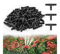 VCRANONR 100 PCS Irigation Jardin Goute a Goute en Plastique 4/7 mm Réglable Raccord d'Irrigation Leakproof Tee Connecteurs de Tuyaux Économie d'Eau pour Systèmes d'Arrosage Jardiner Pelouse