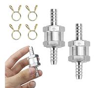 VCRANONR 2 PCS Clapet Anti retour Carburant en Alliage d'Aluminium 8mm Clapet Anti Retour Gasoil Clapet Anti Retour Valve de Carburant avec 4 Colliers de Serrage pour Essence Voiture Bateau Moto
