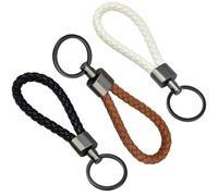 VCRANONR 3PCS Porte-Clés en Cuir Tressé Porte-clés de Voiture en Cuir Tressé Porte-clés Corde en Cuir Tressé PU Porte-clés de Voiture Porte-clés à Sangle Tressée pour Hommes et Femmes Pendentif Clé