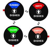 VCRANONR Aimant Indicateur pour Lave-Vaisselle 10CM Aimant de Lave-Vaisselle en Acrylique Magnet Lave Vaisselle Propre Sale avec ’’Running Clean Dirty Empty’’ pour Cuisine Hôtel Restaurant Maison