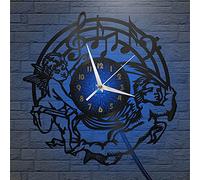 VCS Ange descend Horloge Murale Disque Vinyle pour Cuisine décoration Murale Art Mural Cadeau pour Amoureux idée Cadeau pour Un Meilleur ami(B, avec LED)