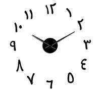 VCS Chiffres Arabes Bricolage horloges murales géantes Chiffres Arabes Acrylique Effet Miroir Autocollants sans Cadre Grande Horloge Murale décor à la Maison(Noir、70CM)