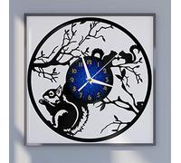 VCS Écureuil 2 Disque Vinyle Horloge Murale pour Cuisine Décoration Murale Art Mural Cadeau pour Amoureux Idée Cadeau pour Un Meilleur Ami(B)