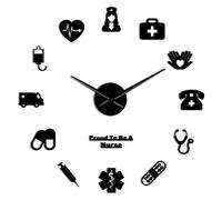 VCS Fier d'être Une infirmière médecin et infirmière Kit Bricolage Grande Horloge Murale Bureau médical hôpital Mur Art décor Longues Mains Horloge Montre Murale(37 Pouces,Noir)