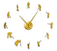 VCS golfeurs Grande Horloge Murale Bricolage Joueur de Golf Miroir Art Mural Autocollants Horloge Murale géante Club de Golf Montre Suspendue Sport Golf décor(47 Pouces,Or)