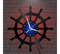 VCS Gouvernail 1 Disque Vinyle Horloge Murale pour Cuisine Décoration Murale Art Mural Cadeau pour Amoureux Idée Cadeau pour Un Meilleur Ami(B, avec LED)