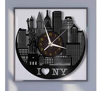 VCS I Love New York Elements 12 Pouces Horloge Murale avec Disque Vinyle, Horloge Murale silencieuse à Piles sans coutil pour Cuisine à Domicile, Salon, Chambre à Coucher école (C)