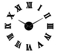 VCS Moderne Bricolage Grande Horloge Murale 3D Miroir Surface Autocollant décor à la Maison Art Horloge Murale géante Montre avec Horloge à Chiffres Romains(Noir,120CM)