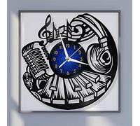 VCS Musique Chant Performance Horloge Murale Disque Vinyle pour Cuisine décoration Murale Art Mural Cadeau pour Amoureux idée Cadeau pour Un Meilleur ami(B)