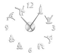 VCS Yoga Grandes horloges murales Effet Miroir Salon Bricolage Horloge Murale méditation Zen Mur Art décoration de la Maison Horloge sans Cadre(47 Pouces,argenté)