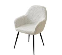 VCSZYAFX 1/4 pièces Housse De Chaise À Bras Haut Élastique Manger Fauteuil Feuille Jacquard Housses Siège for La Maison Mariage Fundas Para Sillas Adapté aux Clubs et Bars(A1 Beige,4pcs Chair Cover)