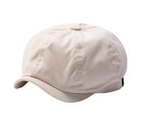 VCSZYAFX Béret en Coton à Grosse tête, Casquette Plate, Chapeau de Soleil d'été, Grand Chapeau de Taxi for Femme, Casquette octogonale pour Artiste Moderne Peintre(Beige,L Head 58-60cm)