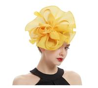 VCSZYAFX Chapeau De Mariage Coiffe de mariée en sinamay, accessoires for cheveux, fleur, plumes, bandeau, couvre-chef for femme(Yellow)