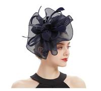 VCSZYAFX Chapeau De Mariage Coiffe de mariée en sinamay, accessoires for cheveux, fleur, plumes, bandeau, couvre-chef for femme(Blue)