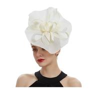 VCSZYAFX Chapeau De Mariage Coiffe de mariée en sinamay, accessoires for cheveux, fleur, plumes, bandeau, couvre-chef for femme(White)